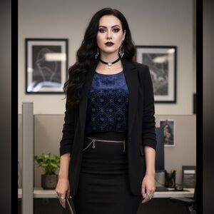 Daniel Rainn Tank Top Womens L Navy Blue Burnout Velvet Office Siren Whimsigoth